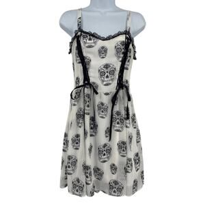 Royal Bones Tripp NYC Y2K Skull Dress Sz S Goth Emo Alt Girl Punk Lace Corset